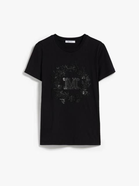 Max Mara ELMO Cotton T-shirt with embroidered pocket