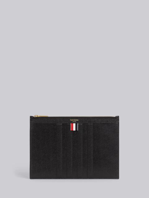 Thom Browne Black Pebble Grain Leather Debossed 4-Bar Small Document Holder