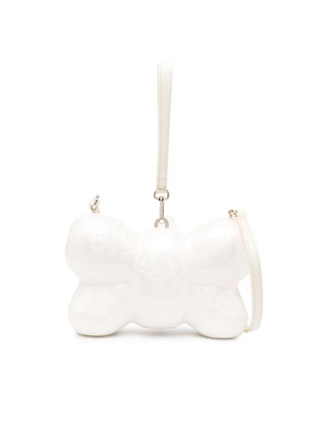 pearlescent-effect bow-shaped clutch