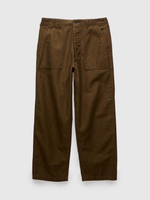 orSlow Linen Moleskin Straight Fatigue Pants in Coffee Brown
