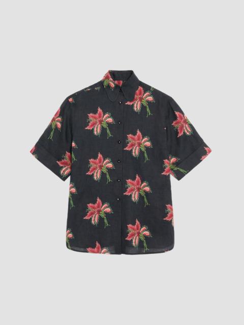 Valentino Women's Papier Floral Linen Shirt - Black Multicolor