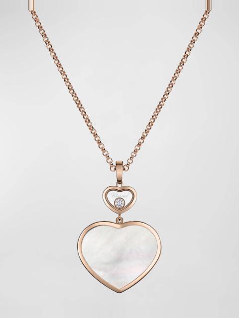 Chopard Happy Hearts 18K Rose Gold & Mother-of-Pearl Necklace with Diamond