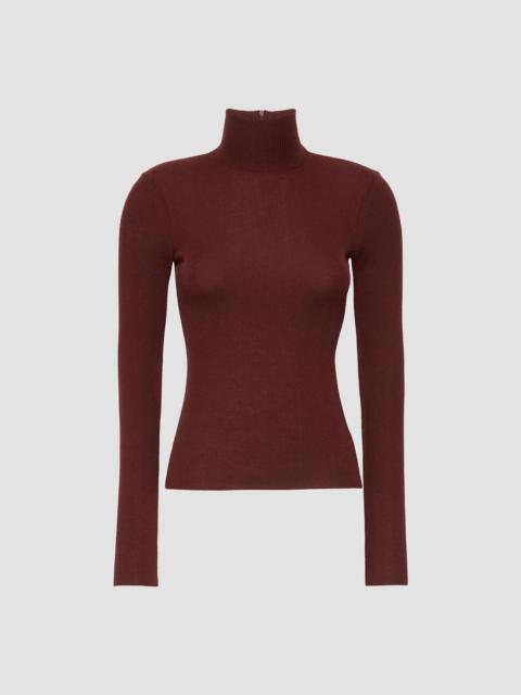 Max Mara Women's Wool Yarn Polo Neck Sweater - Brown Bordeaux