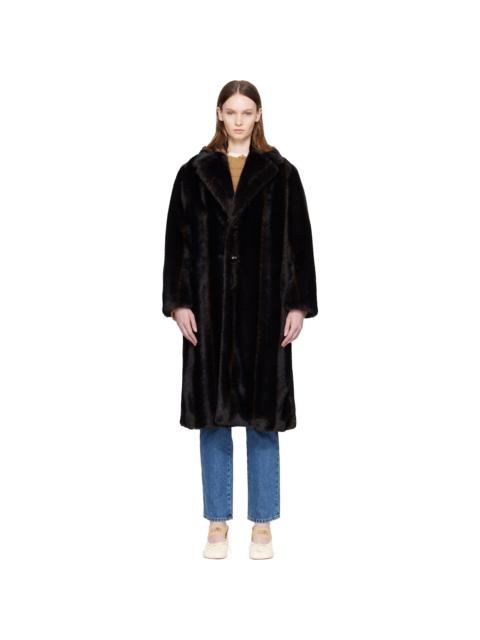 MM6 Maison Margiela Brown Faux-Fur Coat