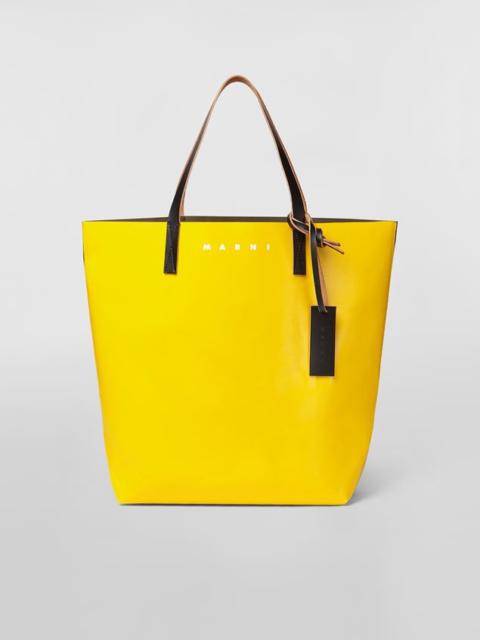 Marni TRIBECA SHOPPING BAG IN YELLOW AND BEIGE PVC