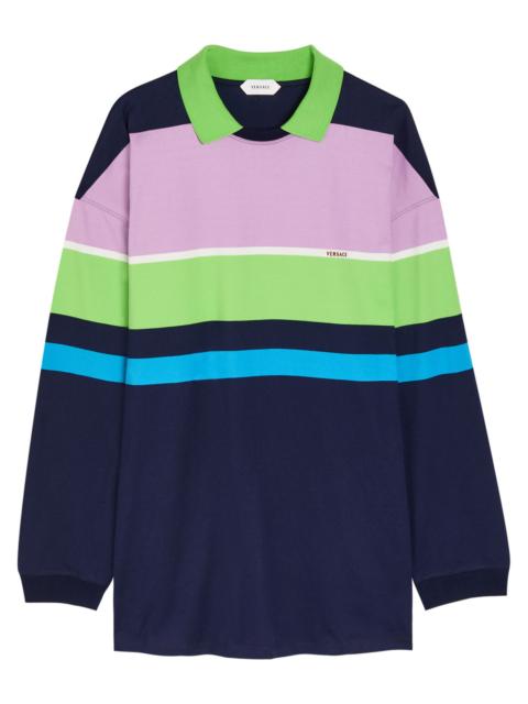 VERSACE Versace Striped Cotton Mini Sweatshirt Dress