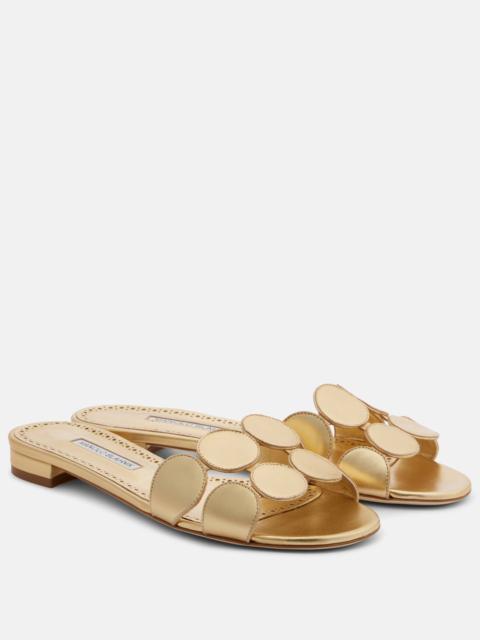 Manolo Blahnik Haribalmuflat metallic leather slides