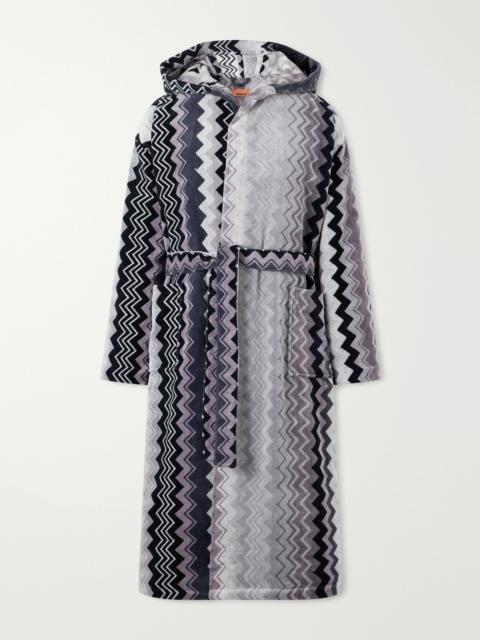 Missoni Giacomo Striped Cotton-Terry Hooded Robe
