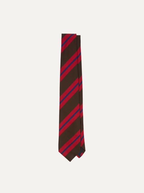 Drake's Brown and Red Stripe Mogador Silk Tipped Tie