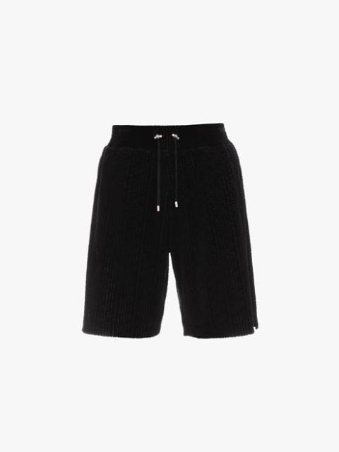 Balmain Black shorts with embossed velvet Balmain monogram