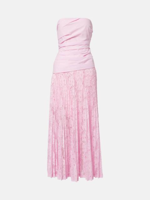SIMKHAI Annalise plissé lace maxi dress