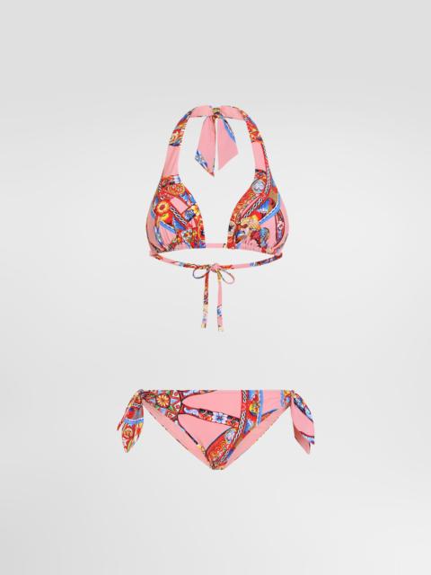 Dolce & Gabbana Carretto-print triangle bikini