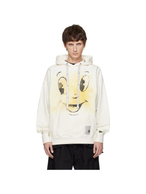Maison MIHARAYASUHIRO White Happy Face Printed Distressed Hoodie