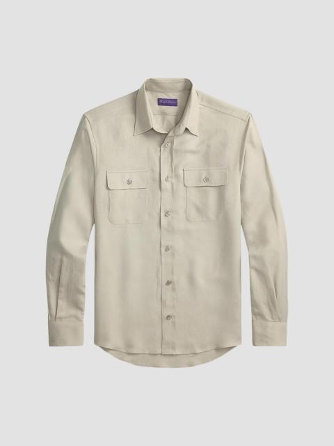 Ralph Lauren Men's Silk-Linen Button-Front Shirt - Pearl Grey