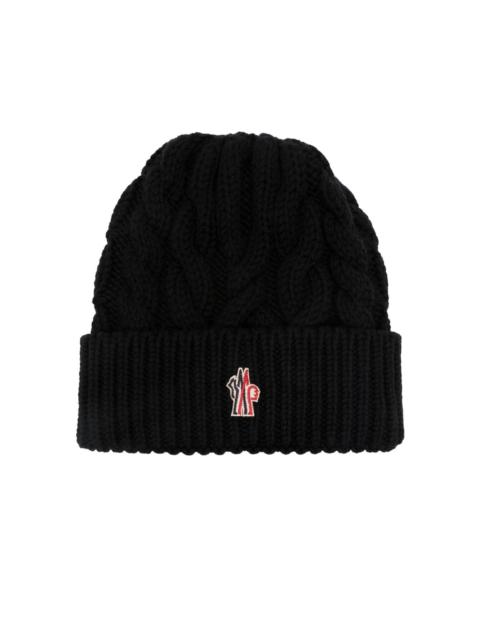 Moncler Grenoble logo-patch cable-knit beanie