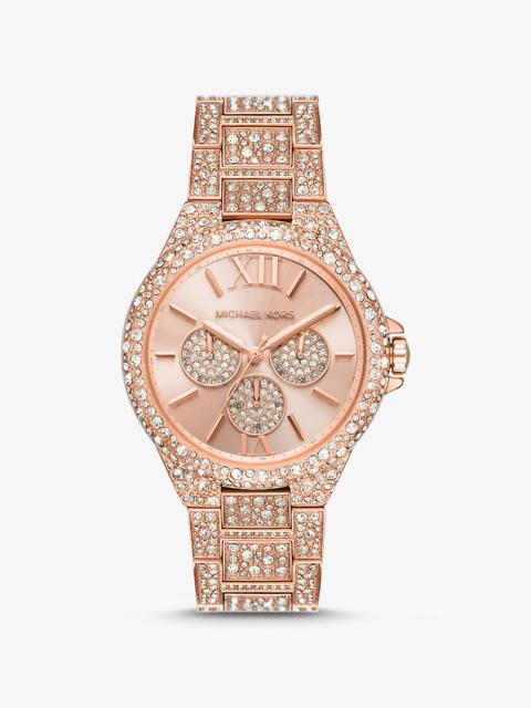 MICHAEL KORS Oversized Camille Pavé Rose Gold-Tone Watch
