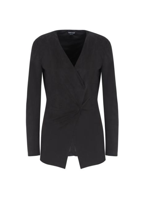 GIORGIO ARMANI SINGLE-BREASTED JACKET IN CUPRO JERSEY INTERLOCK