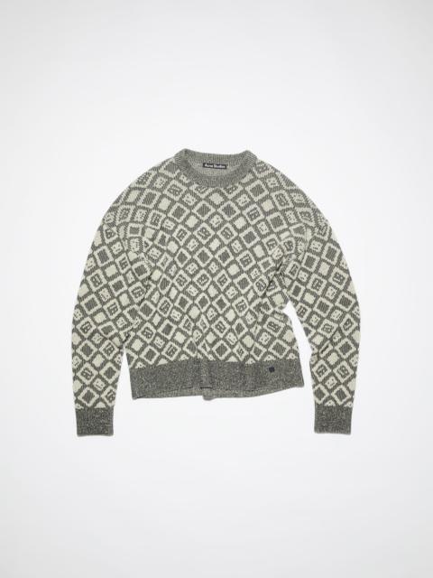Acne Studios Face tiles jumper - Black/oatmeal beige