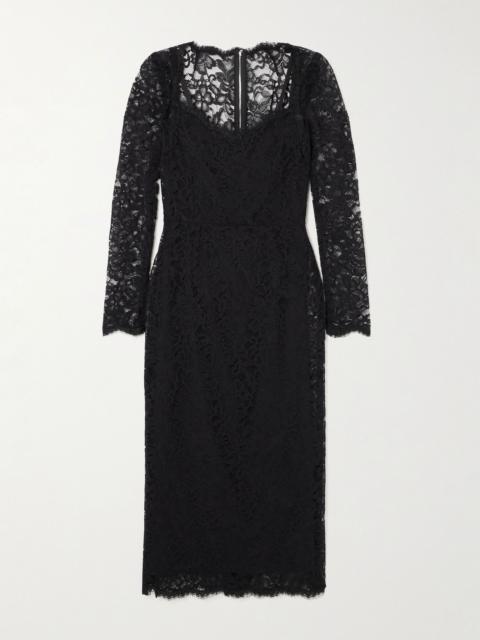 Dolce & Gabbana Corded lace midi dress Black