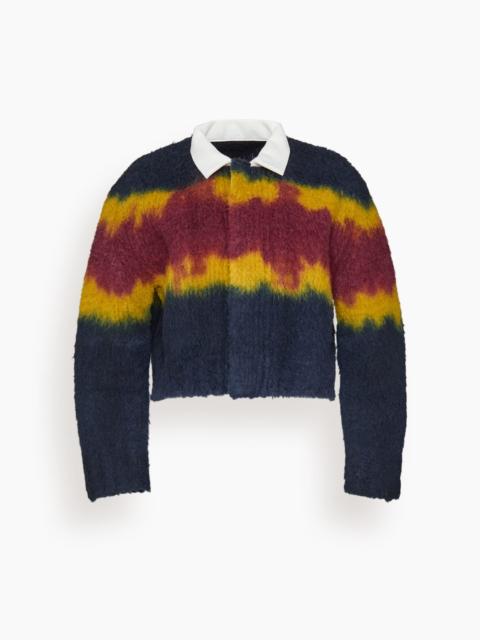 sacai Chusen-Dyed Knit Cardigan in Navy Multi