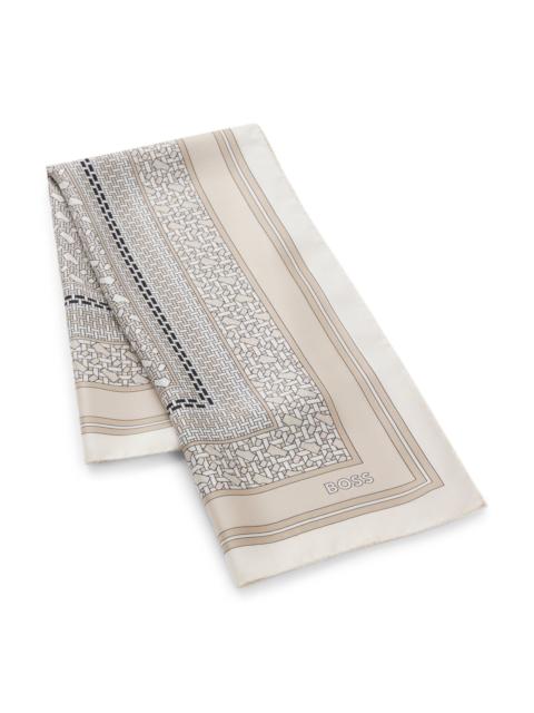 BOSS MONOGRAM SCARF IN SILK TWILL