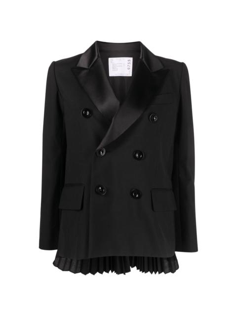 sacai pleated-detail double-breasted blazer