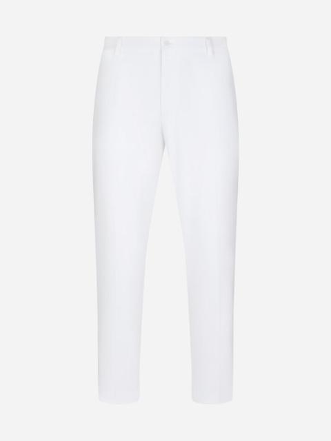 Stretch cotton pants with DG embroidery