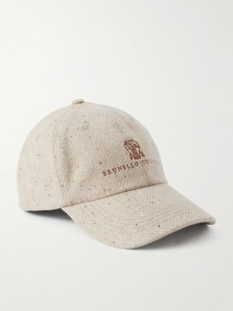 Brunello Cucinelli Logo-Embroidered Wool and Cashmere-Blend Baseball Cap Cream