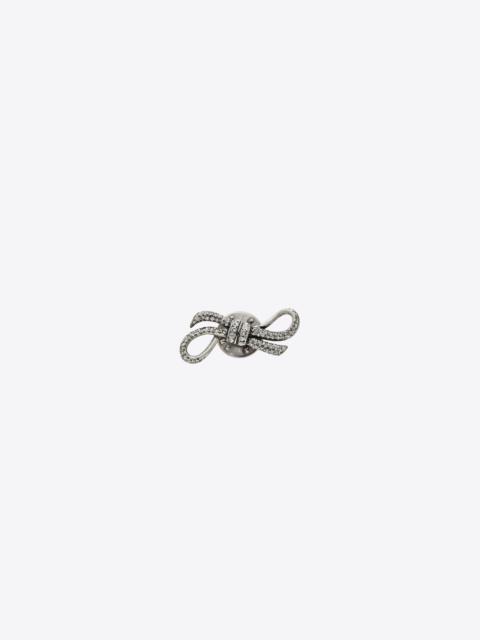 SAINT LAURENT rhinestone knot pin in metal