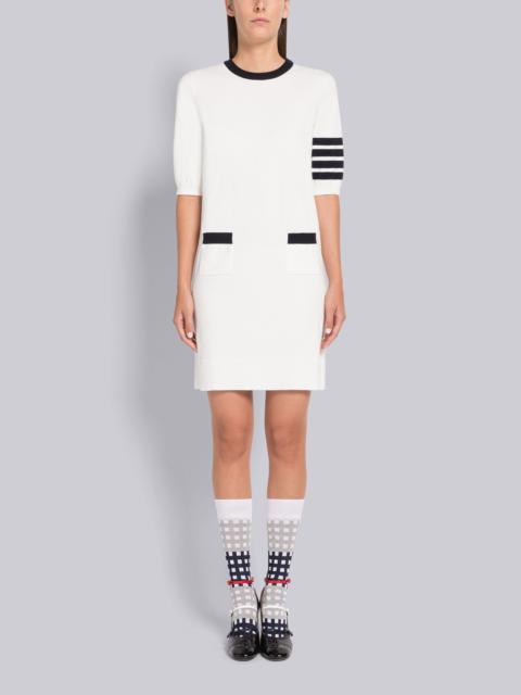 Thom Browne Cotton Hector Pointelle 4-Bar Mini Dress