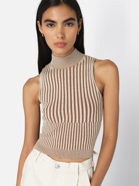 John Elliott PIPER SILK RIB MOCK NECK TOP