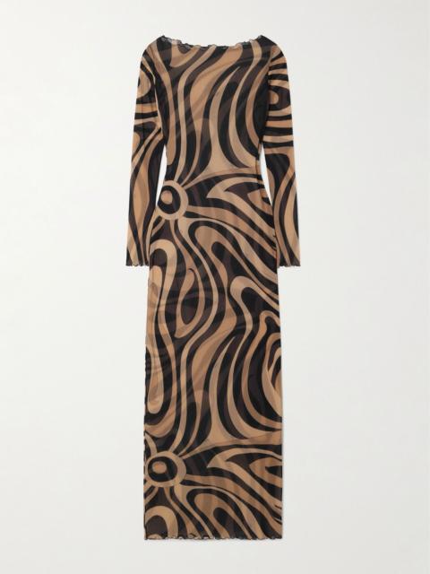 PUCCI Marmo printed mesh maxi dress Black