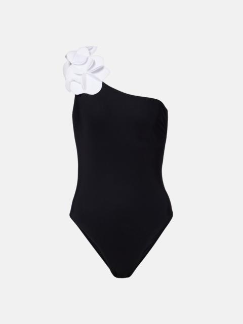 KARLA COLLETTO Tess one-shoulder floral-appliqué swimsuit