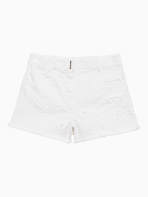 White cotton shorts with wear