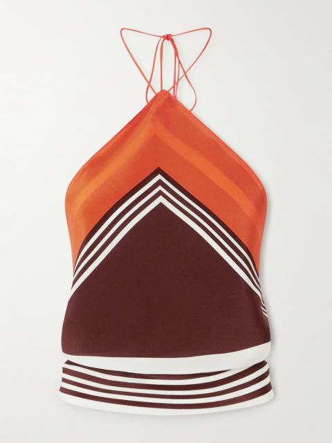 SIR. Destino Cropped Striped Silk-crepe Halterneck Top