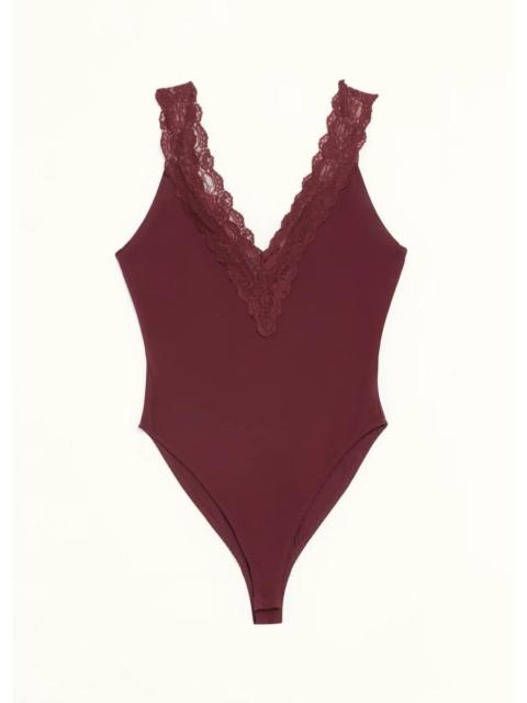 RONNY KOBO Danna Lace-Trim Jersey Bodysuit