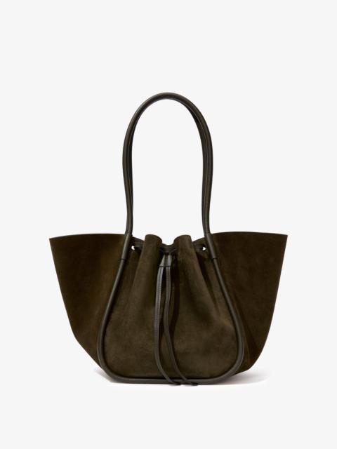 Large Ruched Tote in Soft Suede