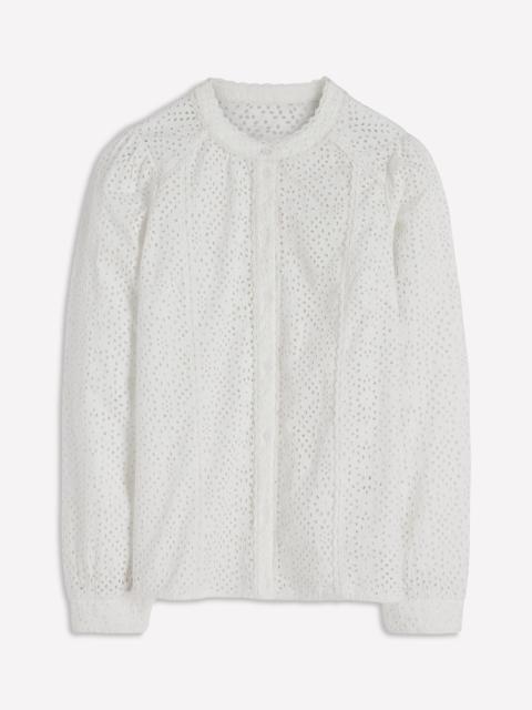 BODEN Rhea Trim Insert Broderie Top-White Floral Broderie
