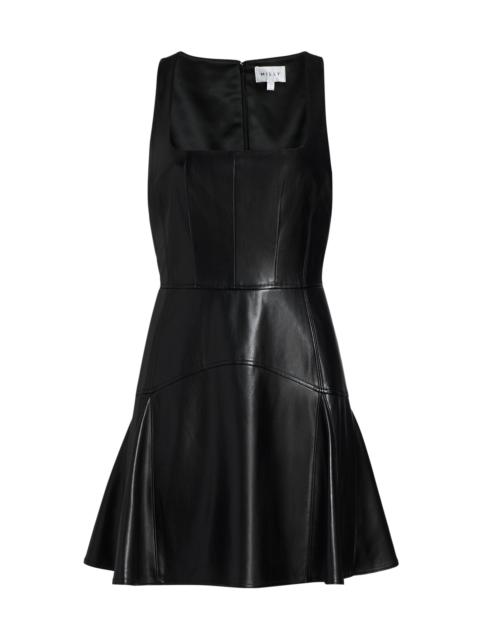 MILLY Women's Faux-Leather A-Line Minidress - Black