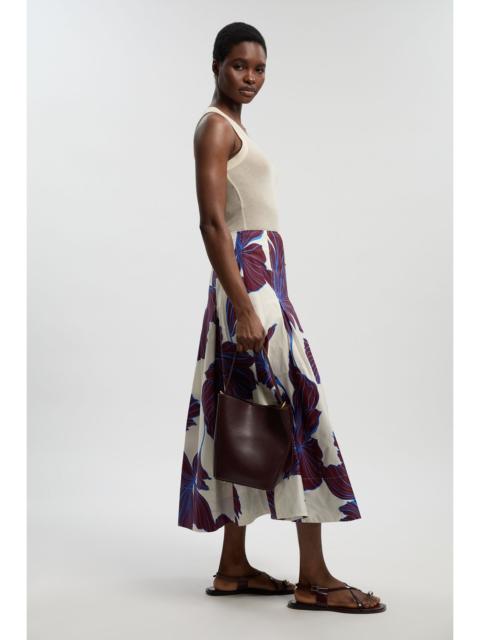 KAREN MILLEN Graphic Floral Cotton Sateen Woven Skirt