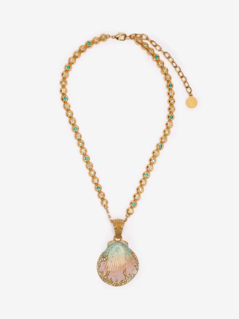 Roberto Cavalli Necklace With Shell Pendant And Crystals