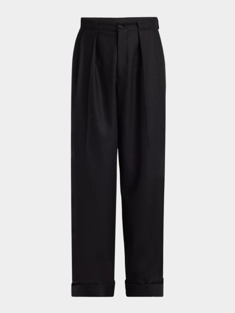 Dolce & Gabbana Men's Wool Relaxed Fit Double-Pleated Trousers