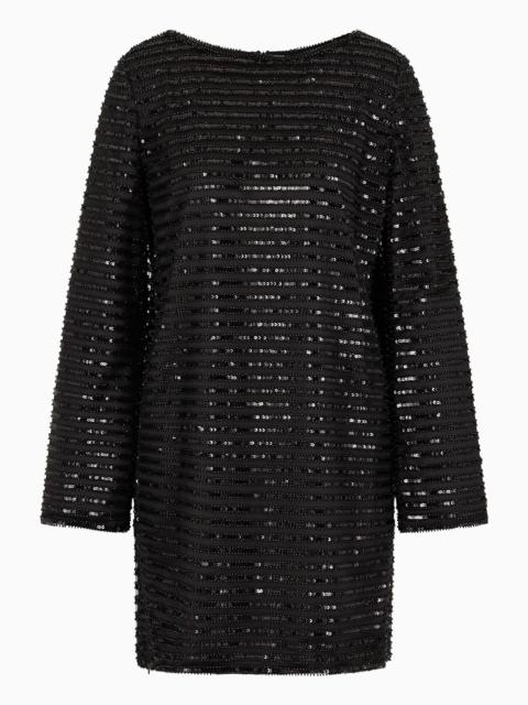 EMPORIO ARMANI Moon Capsule collection tulle tunic dress with striped sequinned motif