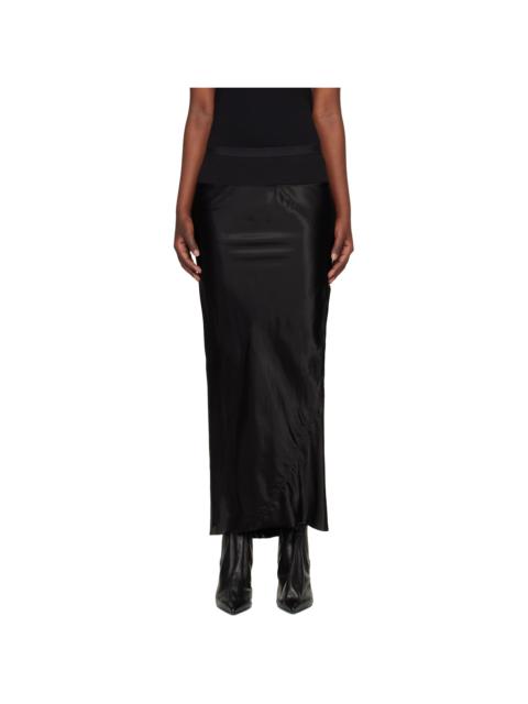 Rick Owens Black Temple Calf Bias Midi Skirt