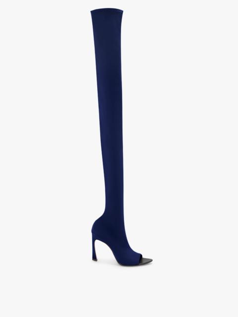 Victoria Beckham Peep Toe Stretch Jersey Boot In Ultraviolet