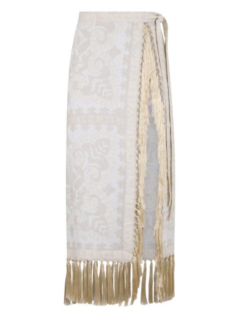 Valentino fringed patterned midi skirt