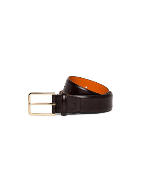 Santoni Men’s polished brown leather adjustable belt