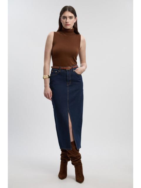 KAREN MILLEN Denim 5 Pocket Midi Pencil Skirt