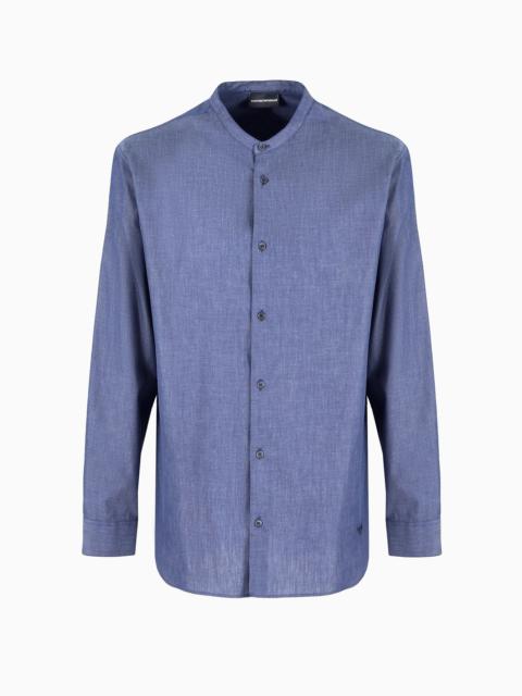 Chambray shirt with guru collar