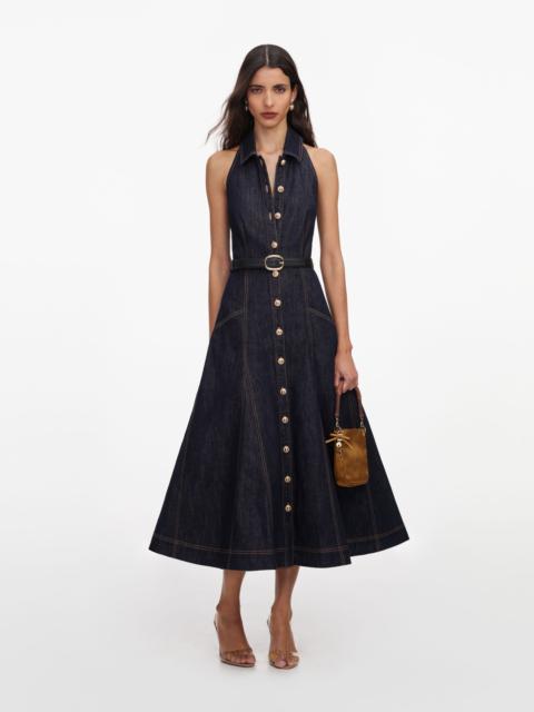 self-portrait Indigo Denim Halterneck Midi Dress